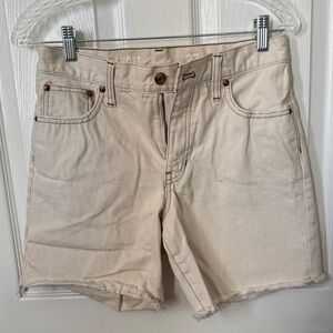 Cream Denim Cutoff Shorts